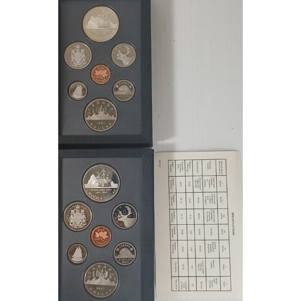 LOT OF 2 - 1987 RCM DOUBLE DOLLAR PROOF SETS