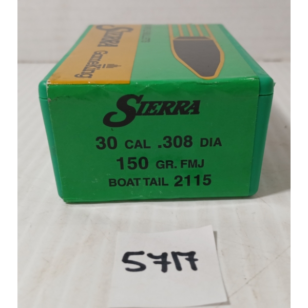 AMMO: 100X SIERRA .30 - 150GR - FMJ - BT - SEALED 
