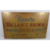 Image 1 : NIAGARA VALLANCE BROWN WHOLESALE ELECTRICAL SUPPLIES BRASS SIGN