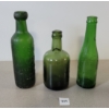 Image 5 : LOT OF 3 - GREEN TINT EMBOSSED BOTTLES - INCL SODA WATER, MASON BEVERAGES, ETC.