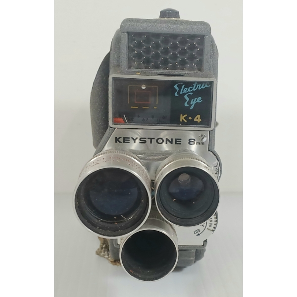 KEYSTONE K-4 TRIPLE LENS MODEL ELECTRIC EYE ROLLFILM CAMERA W/ CASE