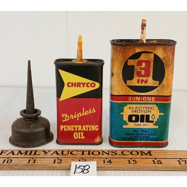 LOT OF 3 - CHRYCO DRIPLESS PENETRATING, 3-IN-1 ENGINE OIL & OILER CAN - 4 & 8FL OZ