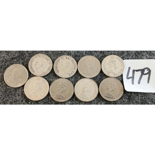 LOT OF 9 - 1947-1969 CDN 10 CENT COINS