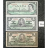 Image 1 : LOT OF 3 - 1937 & 1967 CDN $1 BANKNOTES 