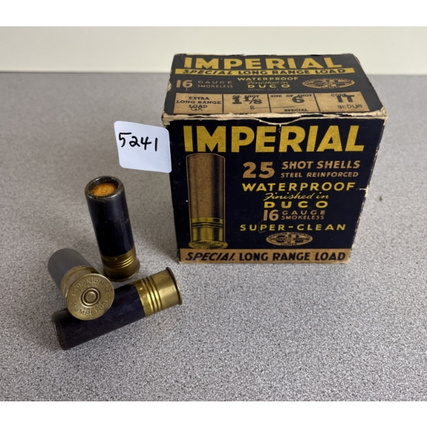 COLLECTABLE AMMO: 25X IMPERIAL SPECIAL LONG RANGE 16 GA 1-1/8 OZ NO6 SHOT