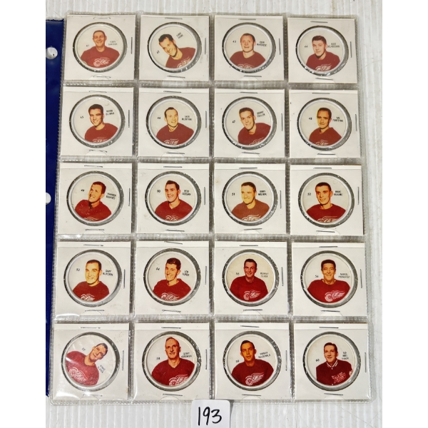 LOT OF 20 - 1961-1962 SHIRRIFF VINTAGE NHL DETROIT RED WINGS HOCKEY COINS