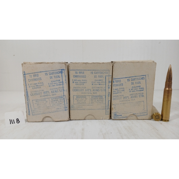 AMMO: 45X CENTURY ARMS 7.92MM / 8MM MAUSER - BALL