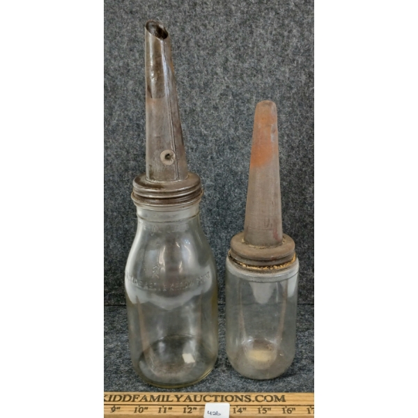 LOT OF 2 - UNKNOWN MOTOR OIL BOTTLES