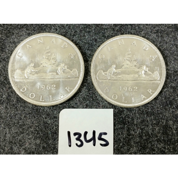 LOT OF 2 - 1962 CDN SILVER DOLLARS - VOYAGEUR