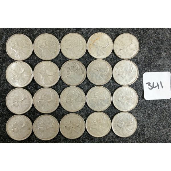 LOT OF 20 - 1968 CDN 25 CENT COINS 
