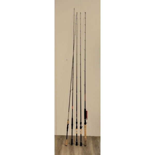 LOT OF 5 - FISHING POLES - INCL SHIMANO SOJOURN & LASER SG1