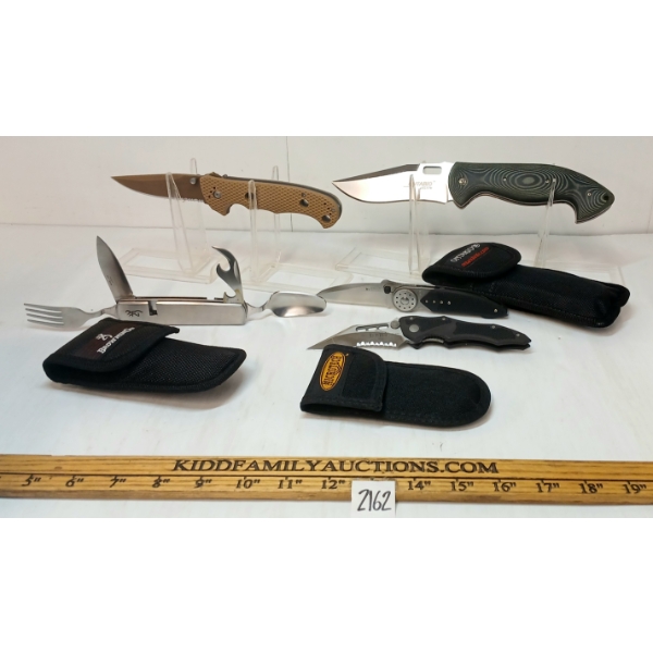 LOT OF 5 - ASSORTED FOLDING TOOLS & KNIVES