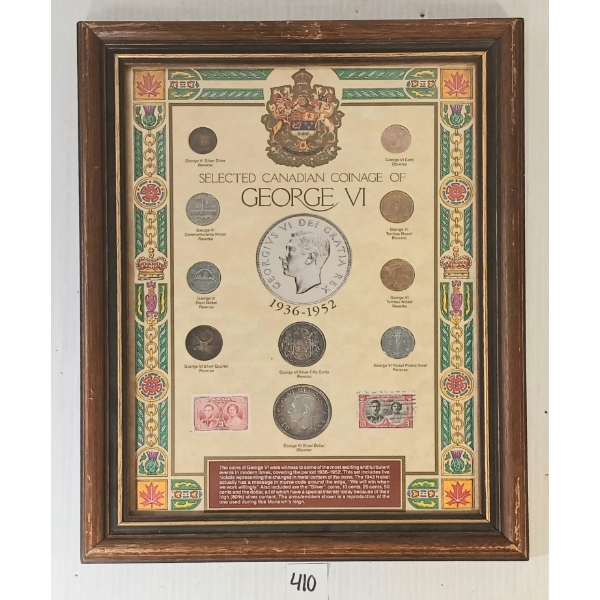 1936-1952 CDN COINAGE OF GEORGE VI - FRAMED