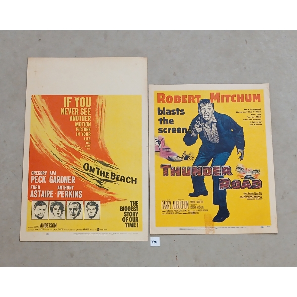 LOT OF 2 - 1957 "THUNDER ROAD" & 1959 "ON THE BEACH" MOVIE POSTERS