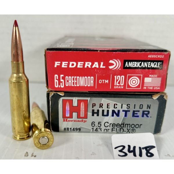 AMMO: 20X 6.5 CREEDMOOR 143GR. & 120GR. 