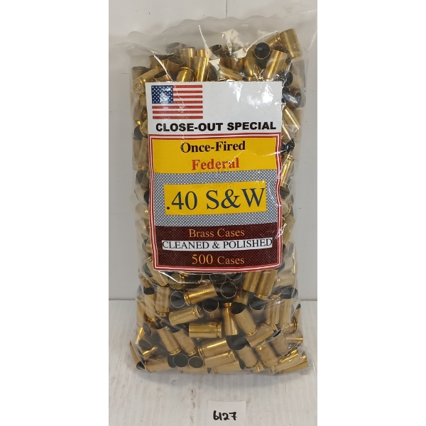 BRASS: 500X FEDERAL .40 S&W - ONCE FIRED - SEALED