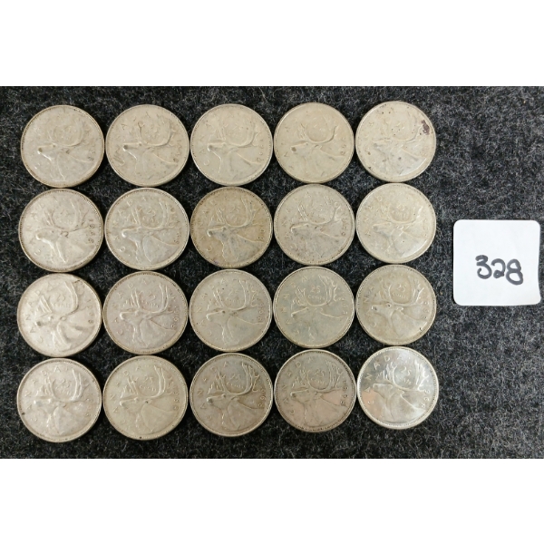 LOT OF 20 - 1968 CDN 25 CENT COINS 