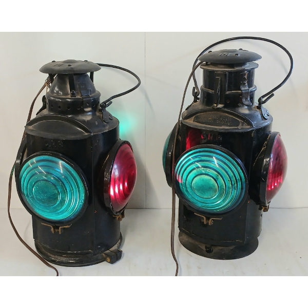 LOT OF 2 - H.L.P. RAILROAD LANTERN - REPURPOSED AS LAMPS