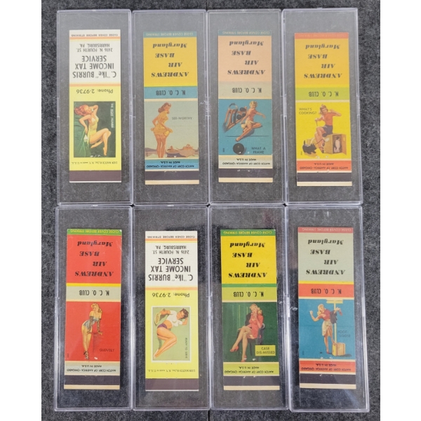 LOT OF 8 - PIN-UP ADVERTISING MATCHBOOK PACKAGES - LION MATCH, ETC