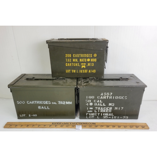 LOT OF 3 - MILITARY AMMO CRATES