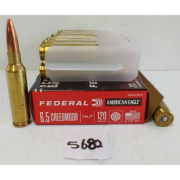 AMMO: 20X FEDERAL AMERICAN EAGLE 6.5 CREEDMOOR - 120GR - TMJ