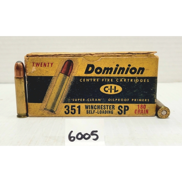 AMMO: 20X DOMINION .351 SLR 180 GR. SP