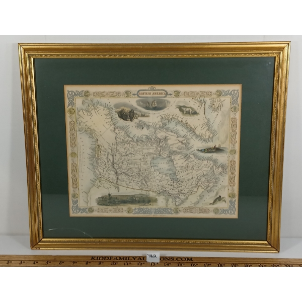 MAP OF "BRITISH AMERICA" BY R. WALLIS & J. RAPKIN - FRAMED