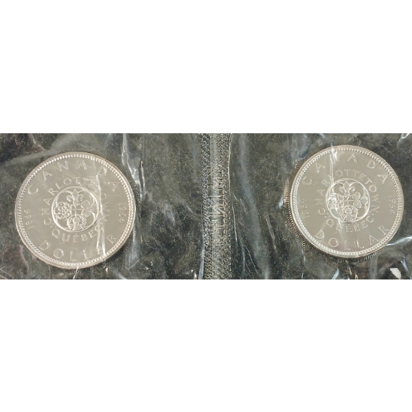  LOT OF 2 - 1963 CDN SILVER DOLLARS - VOYAGEUR