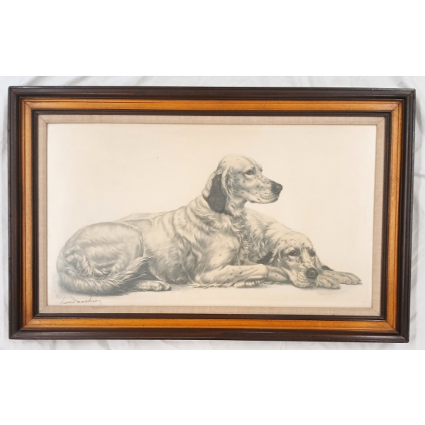 "SETTERS AT REST" BY LEON DANCHIN (1887 - 1938) - FRAMED PRINT