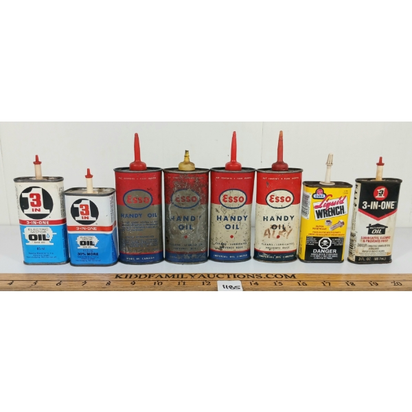 LOT OF 8 - OILERS - ESSO, LIQUID WRENCH, 3-IN-ONE, ETC