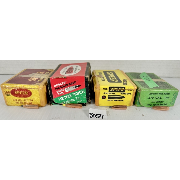 BULLETS: APPROX 250X .270 CAL - 130 GR SP & POLY TIP