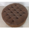 Image 3 : BOMBAY CO. ROUND LEATHER OTTOMAN / COFFEE TABLE