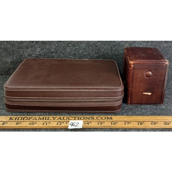 LOT OF 2 - LEATHER WATCH TRAVEL CASE & CLOCK SHOP REPAIR BOX