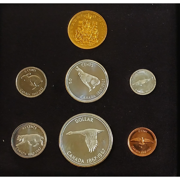 1967 CDN CENTENNIAL 22KT GOLD & SILVER PROOF SET