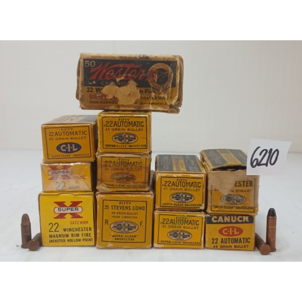 AMMO: APPROX 550X MIXED .22CAL & .25STEVENS