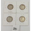 Image 2 : LOT OF 4 - CDN 25 CENT SILVER PCS - INCL 1917, 1918, 1919 & 1930
