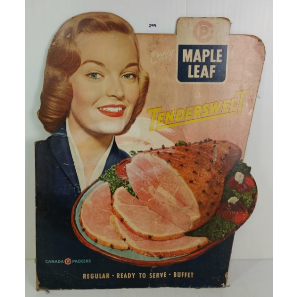 CANADA PACKERS MAPLE LEAF STANDING CARDBOARD AD