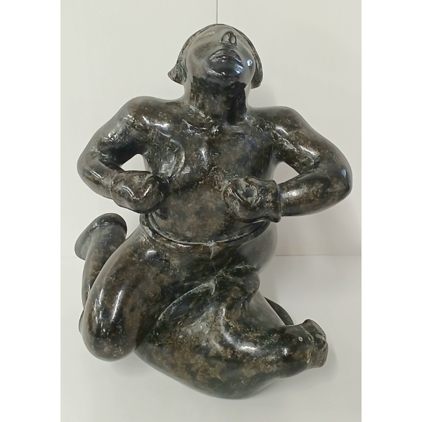 "TRIUMPHANT HUNTER" BY LIPA PITSIULAK (1943-2010) - STONE