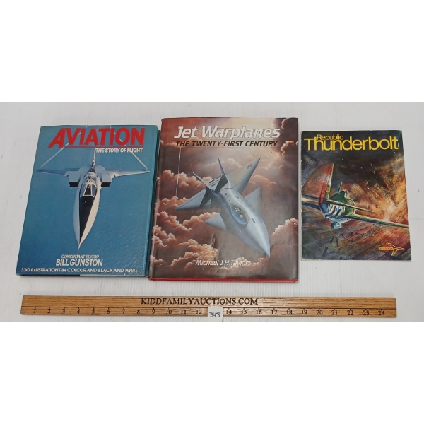LOT OF 3 - AVIATION PUBLICATIONS - INCL "JET WARPLANES" & "REPUBLIC THUNDERBOLT," ETC