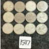 Image 1 : LOT OF 12 - 1939-1979 CDN 25 CENT COINS 