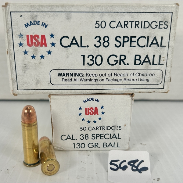 AMMO: 100X WINCHESTER .38 SPL - 130 GR FMJ