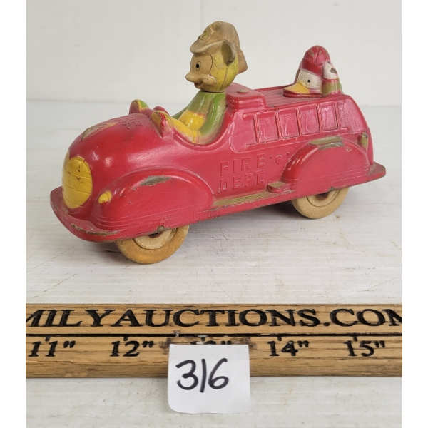 SUNRUCO MICKEY MOUSE & DONALD DUCK FIRE TRUCK