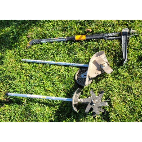 LOT OF 3 - ECHO TRIMMER ATTACHMENTS & WEED PULLER