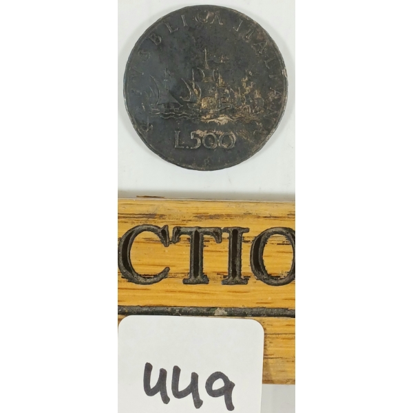 1961 REPUBLIC OF ITALIAN 500 LIRA COIN