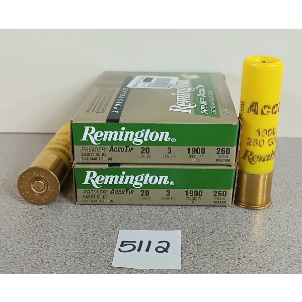 AMMO: 10X REMINGTON 20GA - 3IN - 260GR - SABOT SLUGS ACCUTIP 