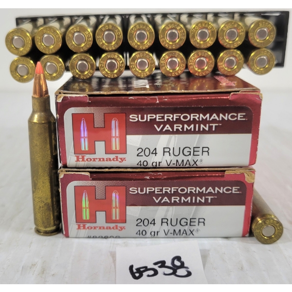 AMMO: 40X HORNADY SUPERFORMANCE VARMINT .204 RUGER - 40GR - V-MAX