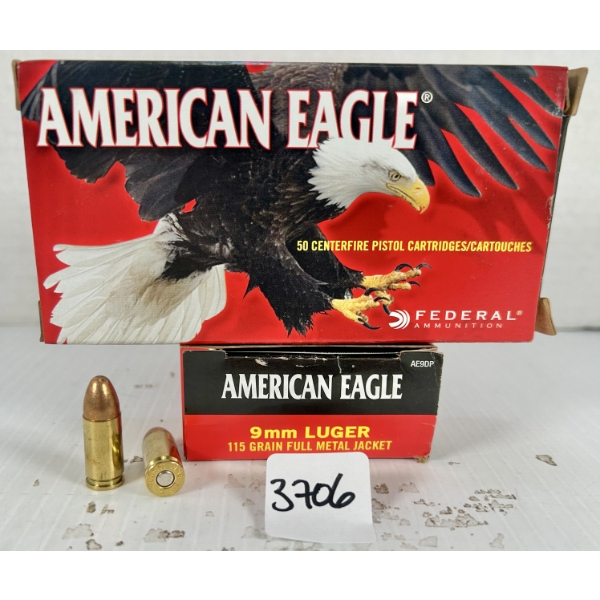 AMMO: 90X FEDERAL 9 MM - 115 GR FMJ