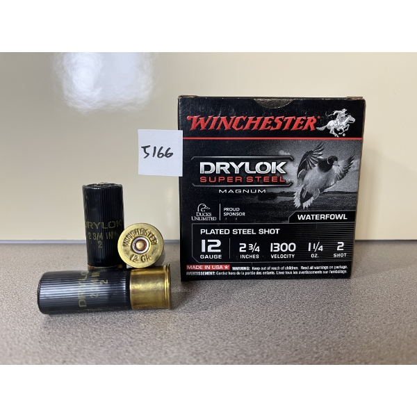 AMMO: 25X WINCHESTER DRY-LOK 12 GA 2-3/4IN 1-1/4OZ #2 STEEL 