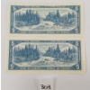 Image 2 : LOT OF 2 - 1954 CDN $5 BANKNOTES