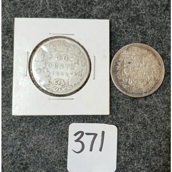 LOT OF 2 - 1899 & 1960 CDN 50 CENT COINS